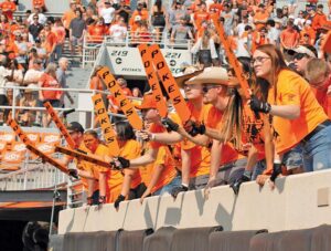OSU students cheer on the Cowboys in their game against Tulsa Saturday in Stillwater. See related story on Page 7.