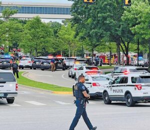 Lines of police cars responded to the St. Francis Hospital campus June 1 after a lone gunman murdered four people and then himself.